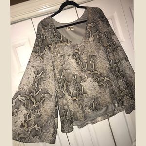 Show Me Your Mumu Snake Bell-Sleeve Top